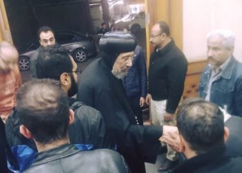 نيافة أنبا إرميا يقدم العزاء في انتقال والد أ. أيمن مجدي بقاعة كنيسة العذراء وأنبا شنوده بالسلام