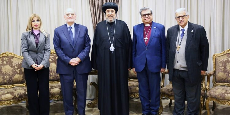 نيافة الأنبا أرميا يستقبل الأمين العام لمجلس كنائس الشرق الأوسط الدكتور ميشال عبس ووفد من المجلس