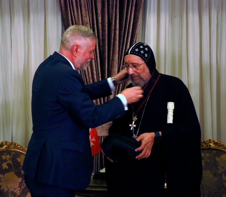 H.E. the Ambassador of the Sovereign Order of Malta has awarded H.G. Anba Ermia the Grand Cross pro Piis Meritis Melitensi