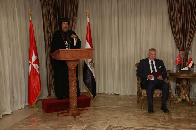H.E. the Ambassador of the Sovereign Order of Malta has awarded H.G. Anba Ermia the Grand Cross pro Piis Meritis Melitensi
