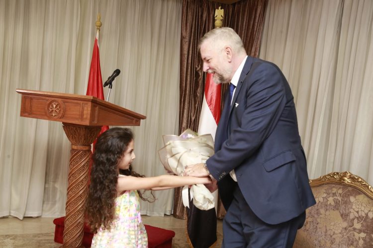 H.E. the Ambassador of the Sovereign Order of Malta has awarded H.G. Anba Ermia the Grand Cross pro Piis Meritis Melitensi