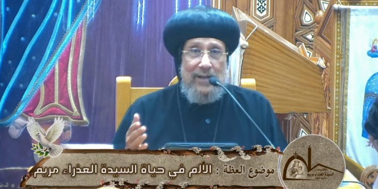 عظة نيافة الأنبا إرميا بعنوان «الآلام في حياة القديسة العذراء مريم» في كنيسة العذراء مريم بشبين الكوم