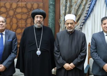 The Grand Imam meets Dr. Abdel-Ghani, Bishop Ermia, and Ambassador Moussa