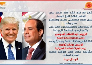 نيافة أنبا إرميا يشكر الله وجهود القادة لتحقيق السلام في الشرق الأوسط ويثمن مبادرة الرئيس السيسي والرئيس ترامب